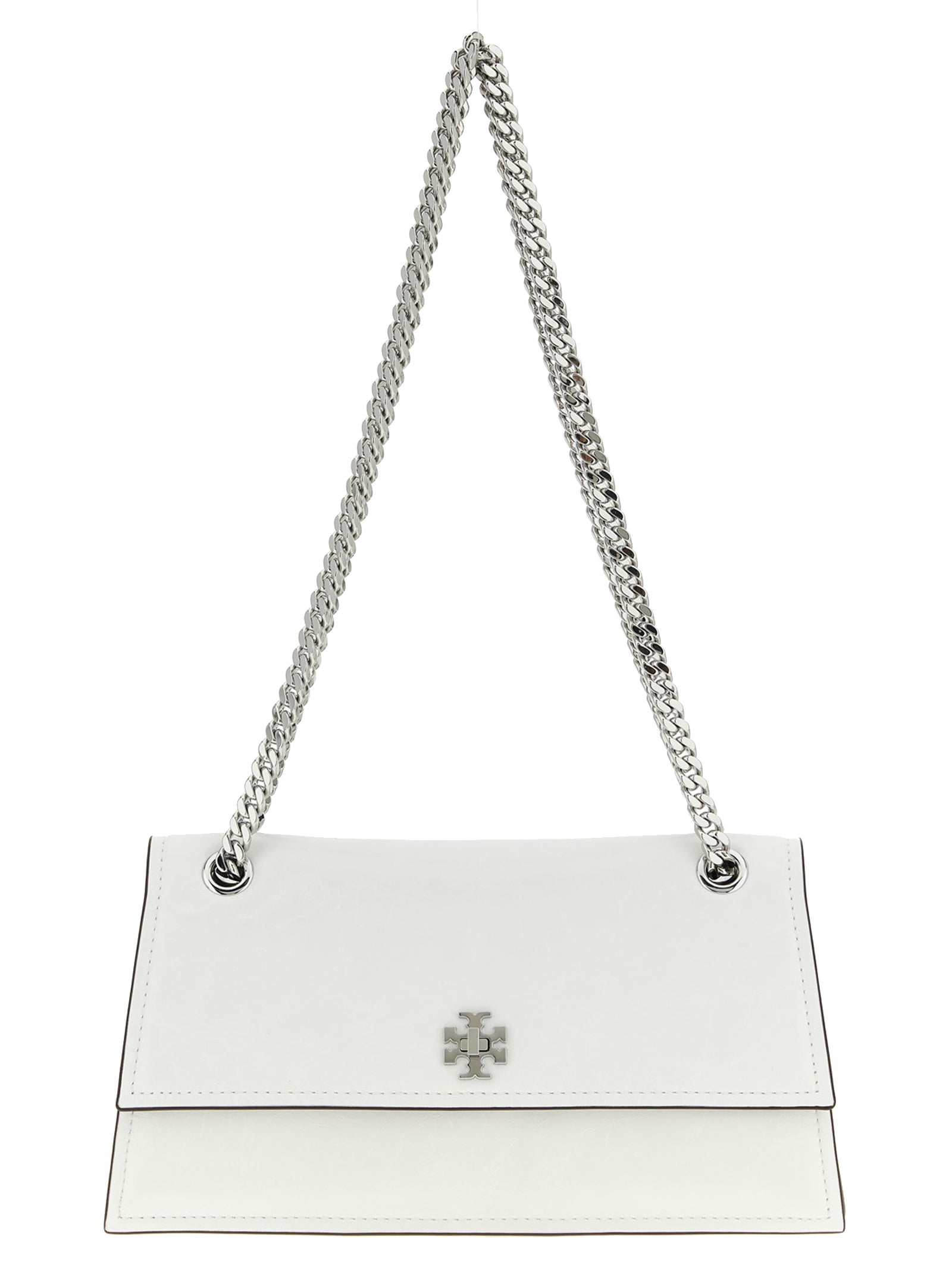 White Lamb Leather Kira Turnlock Shoulder Bag