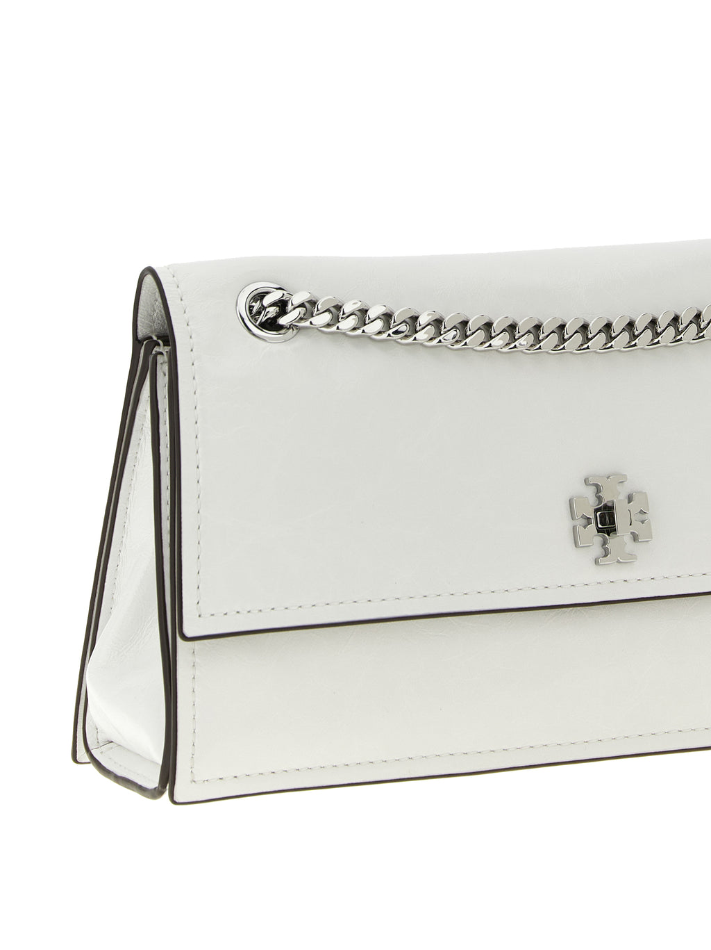 White Lamb Leather Kira Turnlock Shoulder Bag