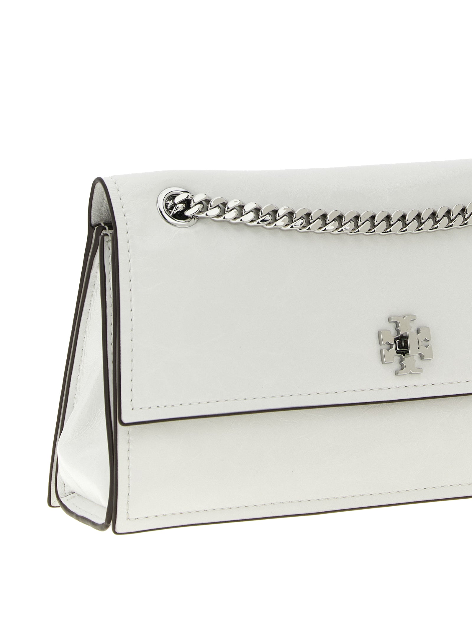 White Lamb Leather Kira Turnlock Shoulder Bag