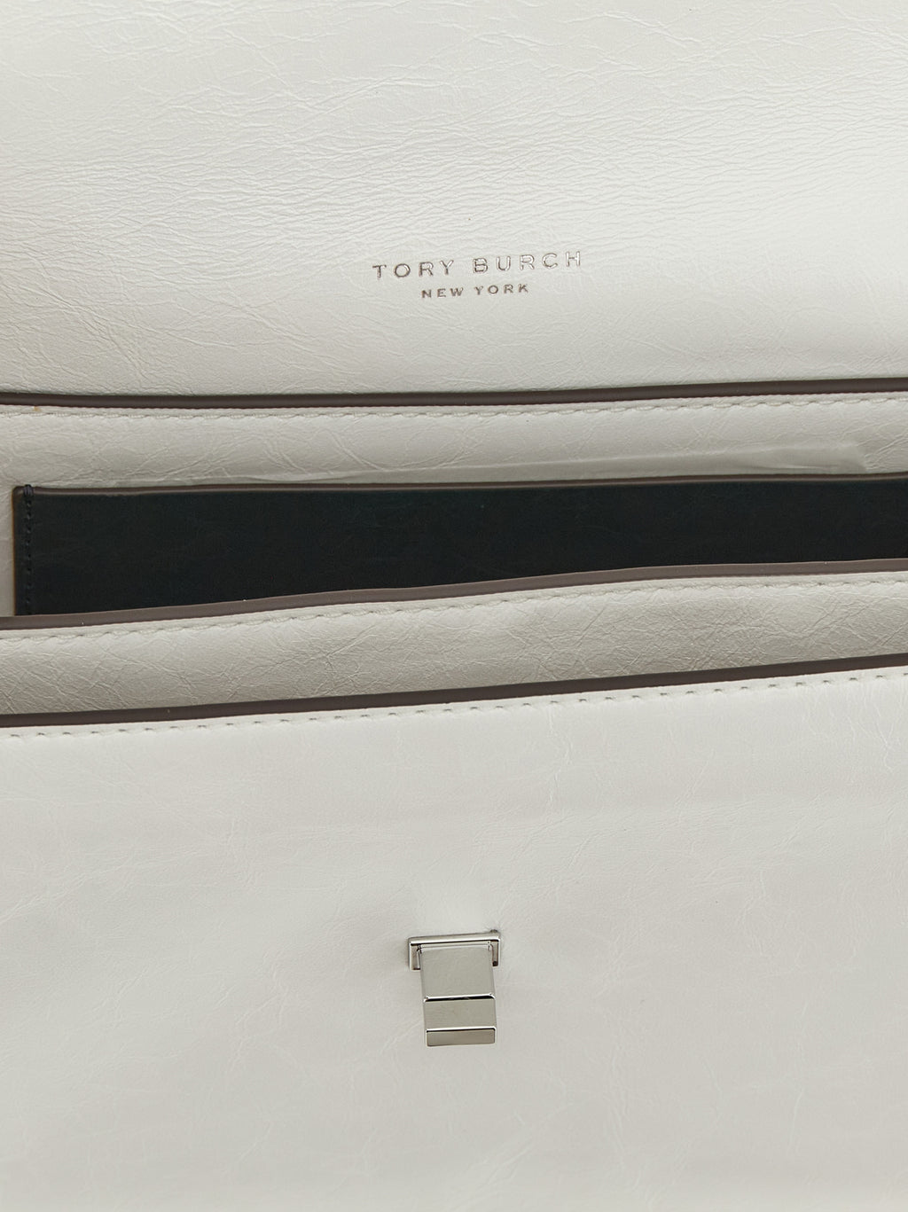 White Lamb Leather Kira Turnlock Shoulder Bag
