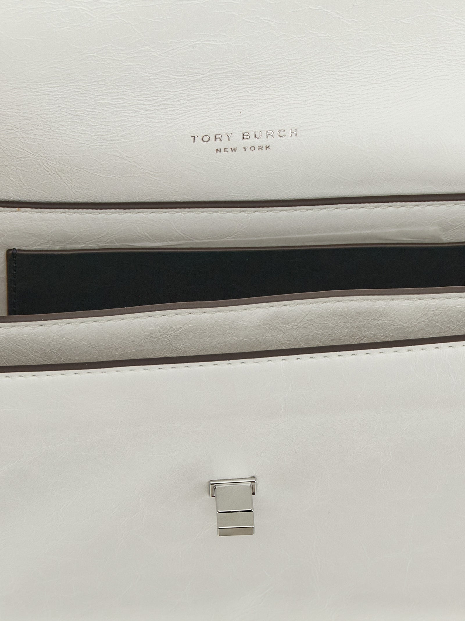 White Lamb Leather Kira Turnlock Shoulder Bag