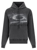 White/Black Cotton Sweatshirt With Washed Crayon Loop