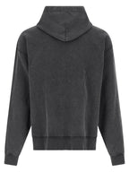 White/Black Cotton Sweatshirt With Washed Crayon Loop