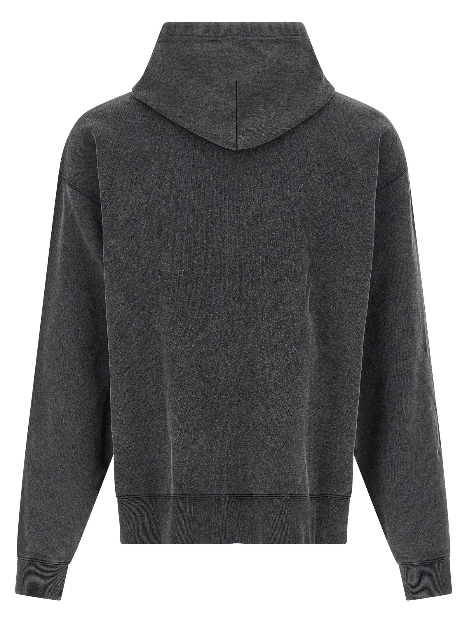 White/Black Cotton Sweatshirt With Washed Crayon Loop