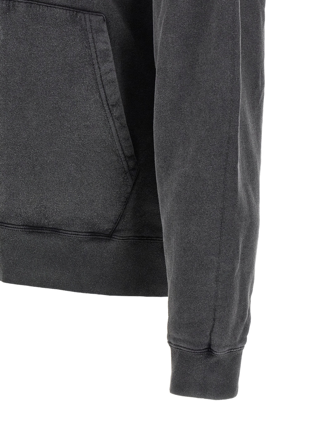 White/Black Cotton Sweatshirt With Washed Crayon Loop