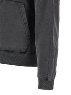 White/Black Cotton Sweatshirt With Washed Crayon Loop