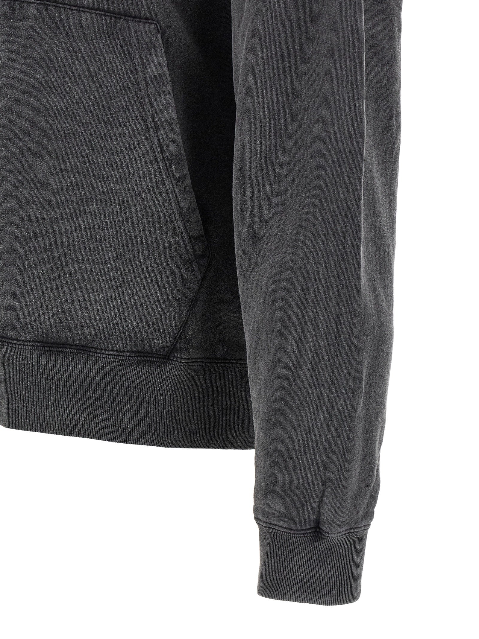 White/Black Cotton Sweatshirt With Washed Crayon Loop