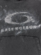 White/Black Cotton Sweatshirt With Washed Crayon Loop