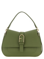 Green Calfskin Flow M Shoulder Bag