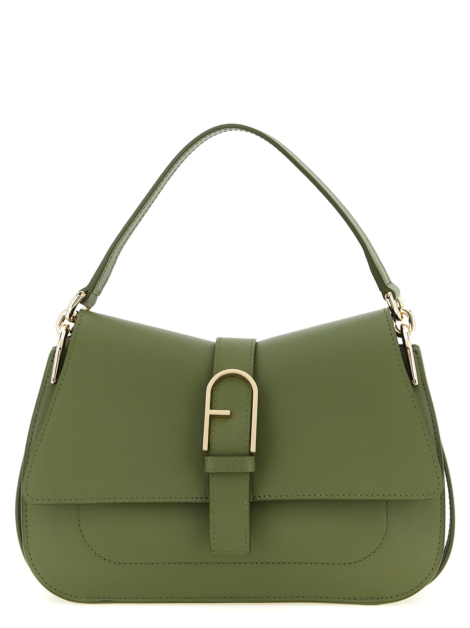 Green Calfskin Flow M Shoulder Bag