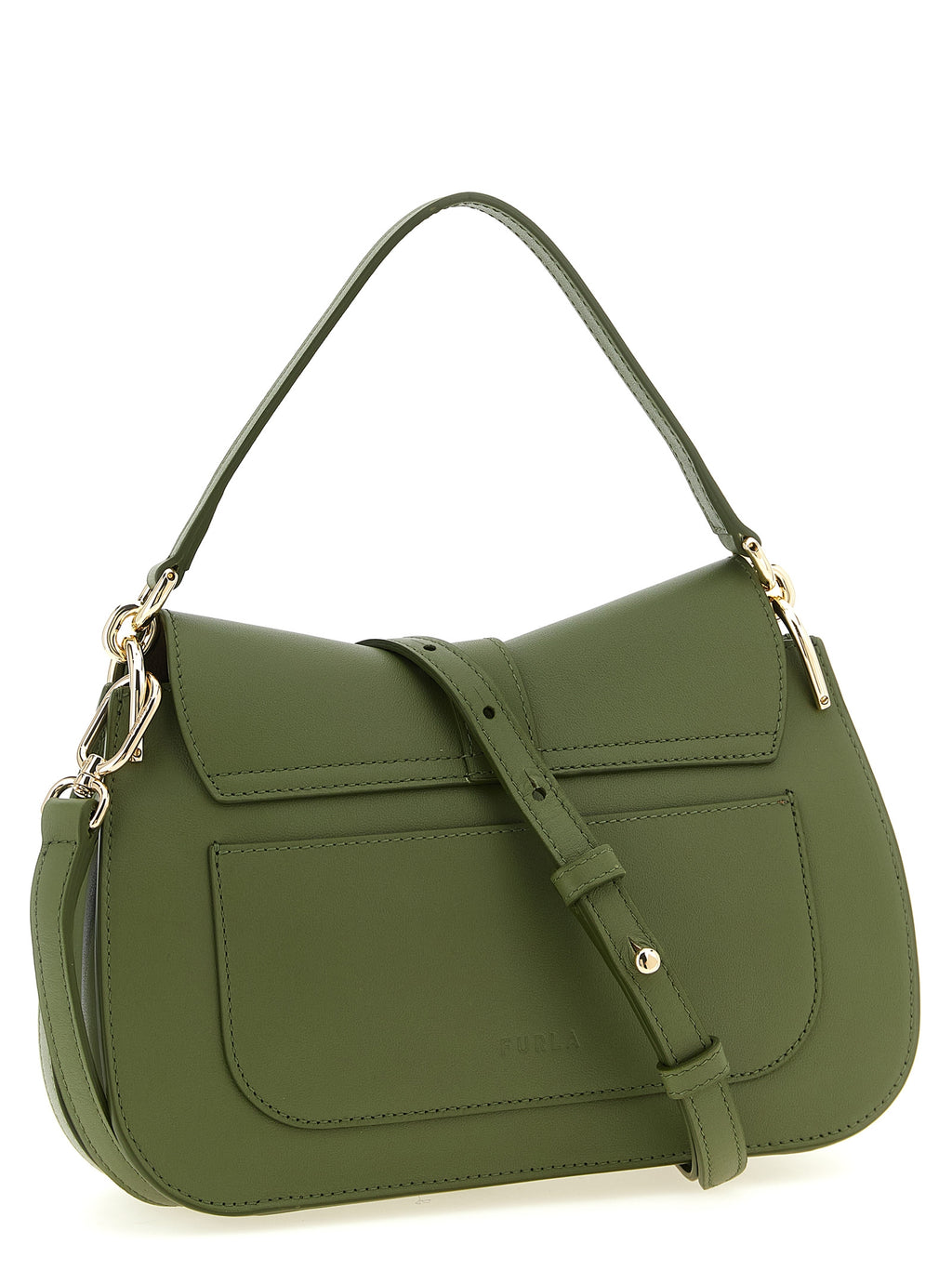 Green Calfskin Flow M Shoulder Bag
