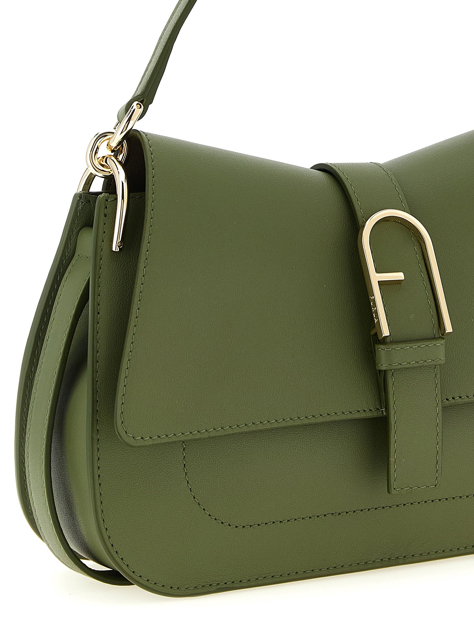 Green Calfskin Flow M Shoulder Bag