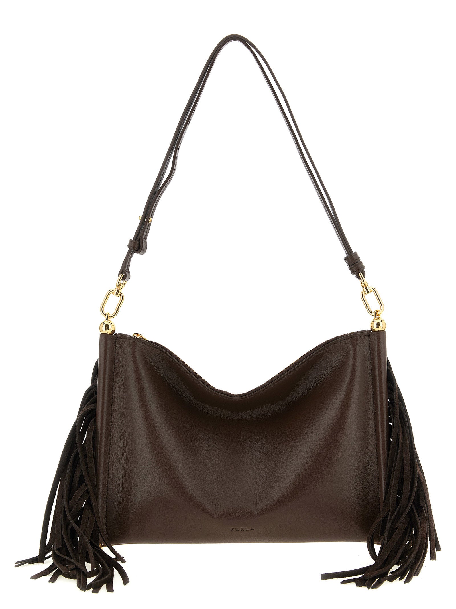 Brown Lamb Leather Mini Sfera Soft Shoulder Bag