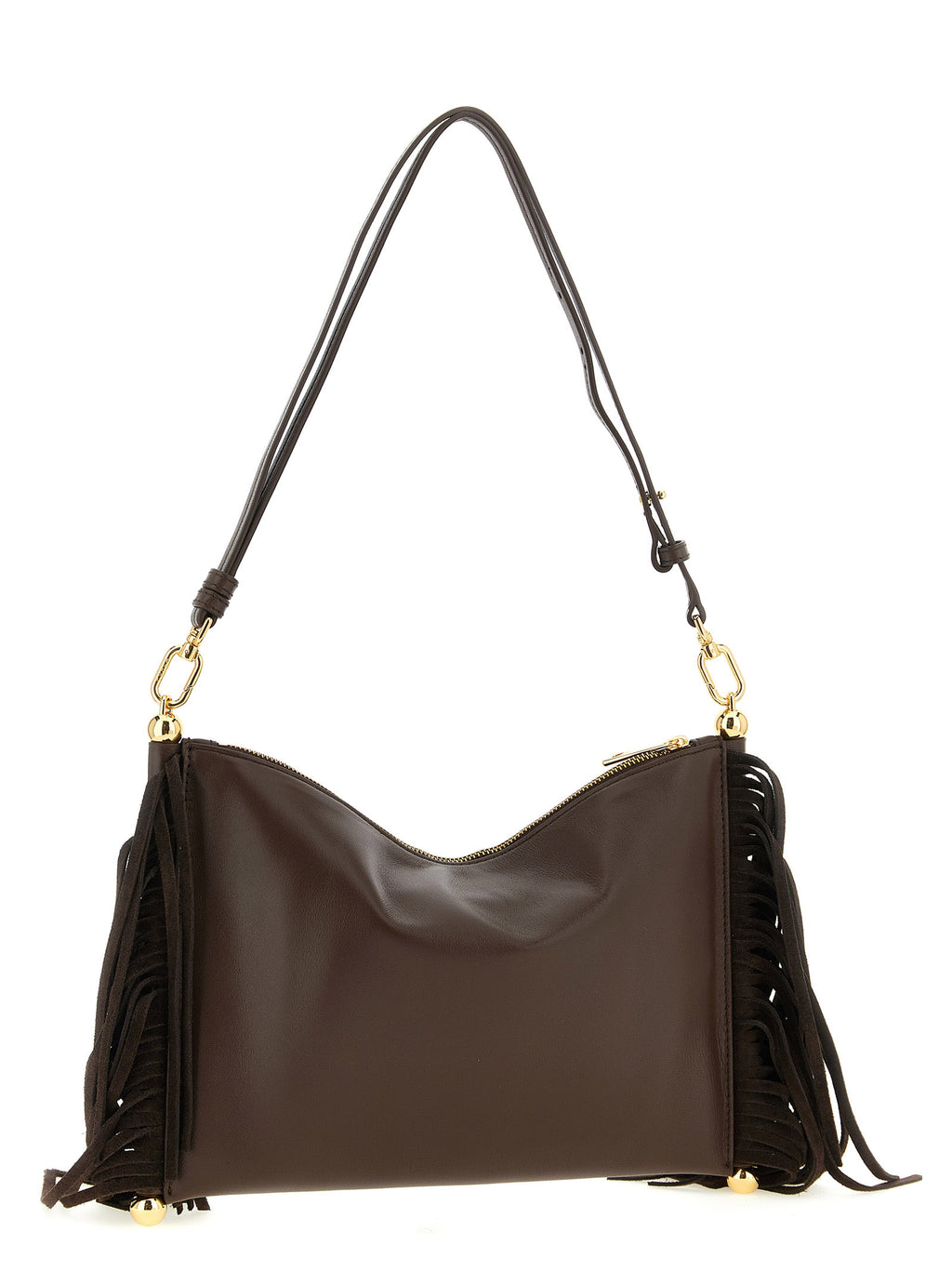 Brown Lamb Leather Mini Sfera Soft Shoulder Bag