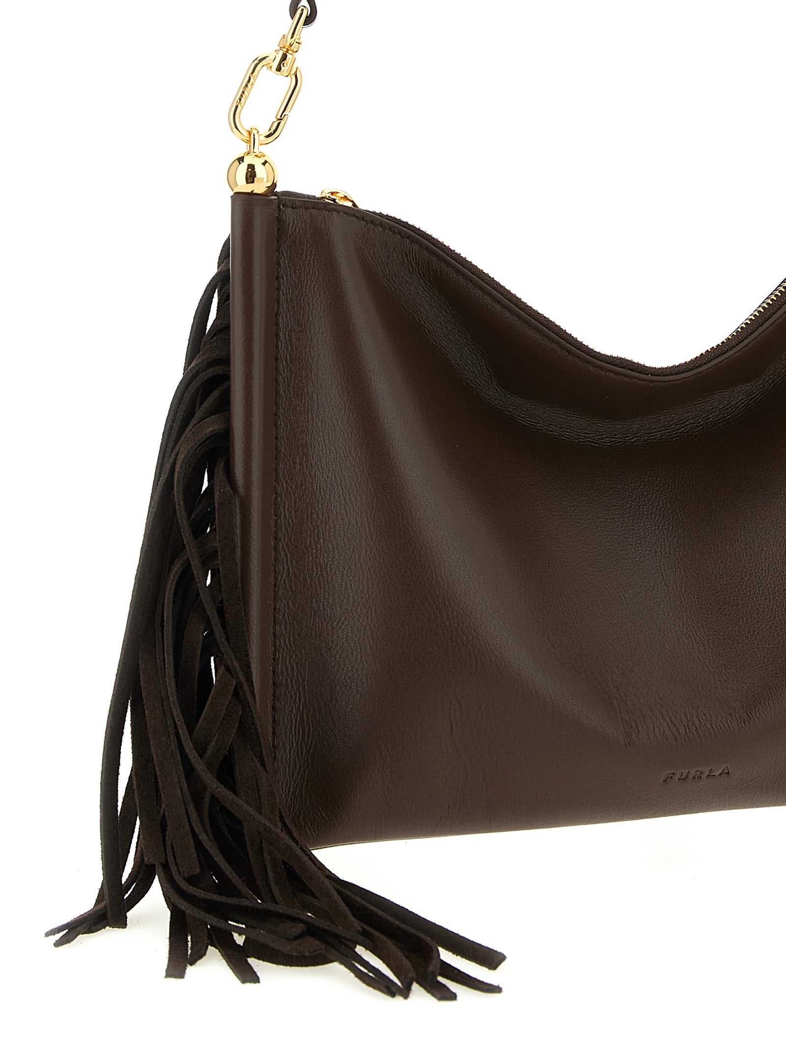 Brown Lamb Leather Mini Sfera Soft Shoulder Bag