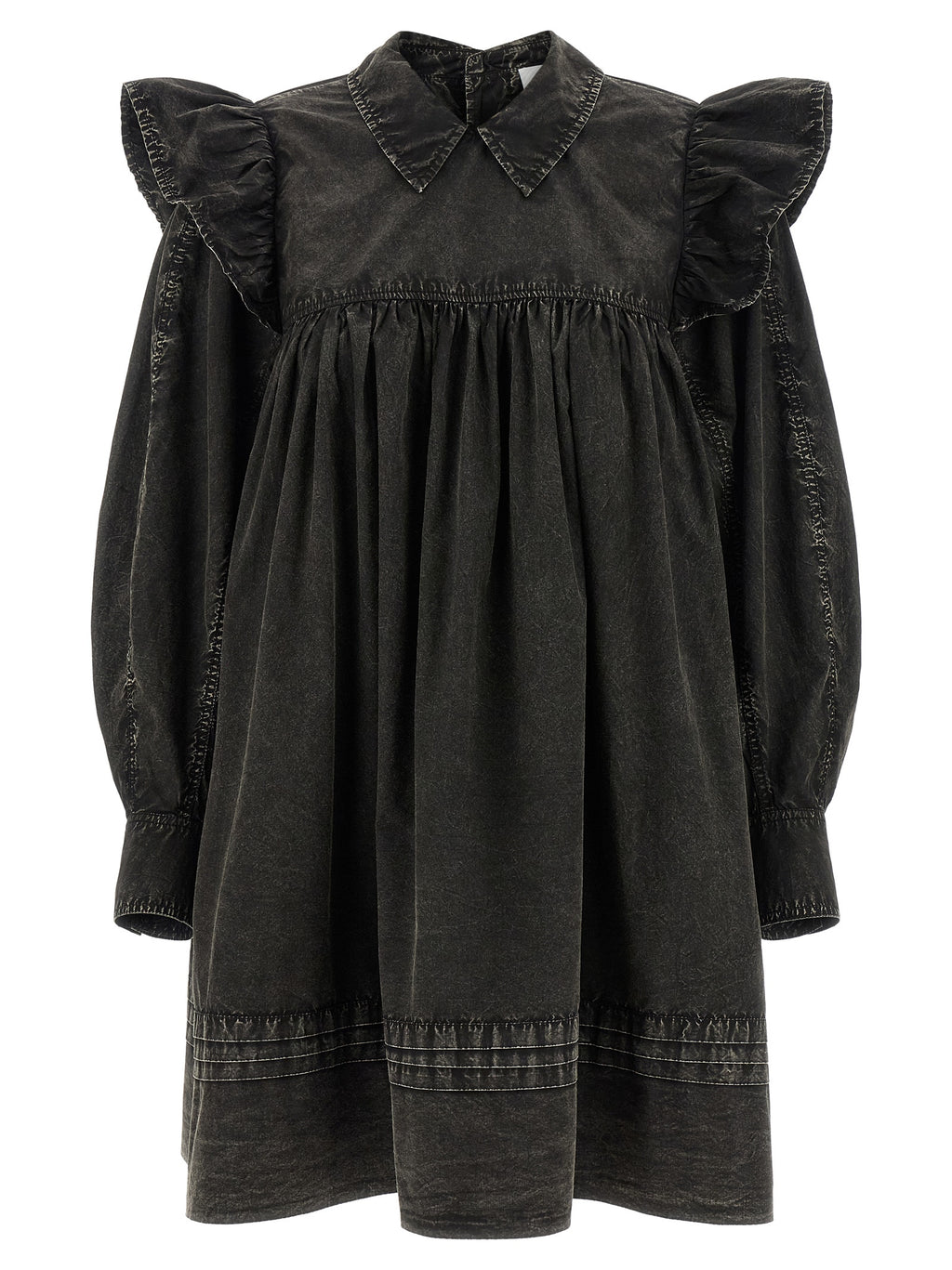 Black Organic Cotton Mini Shirt Dress