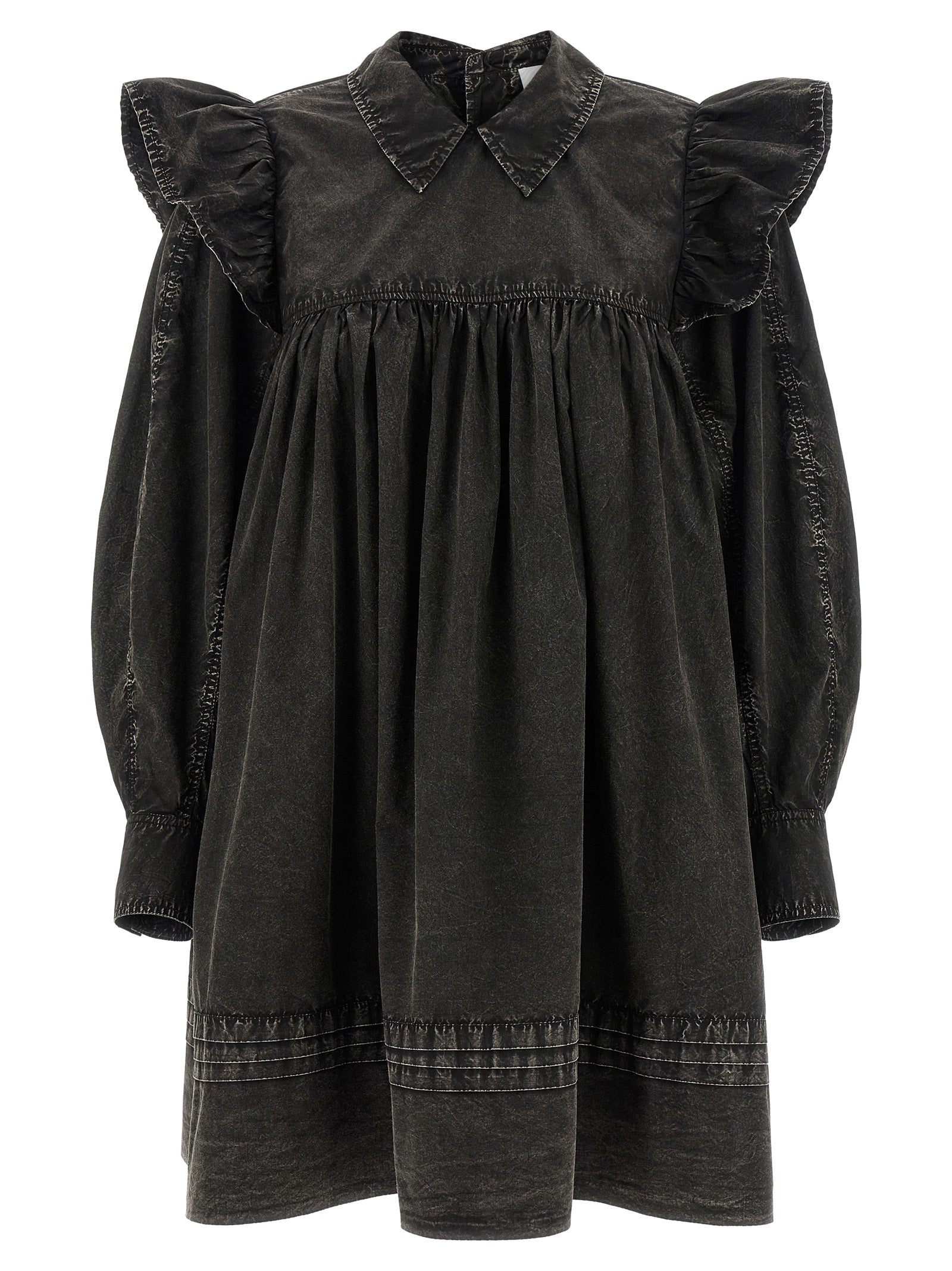 Black Organic Cotton Mini Shirt Dress