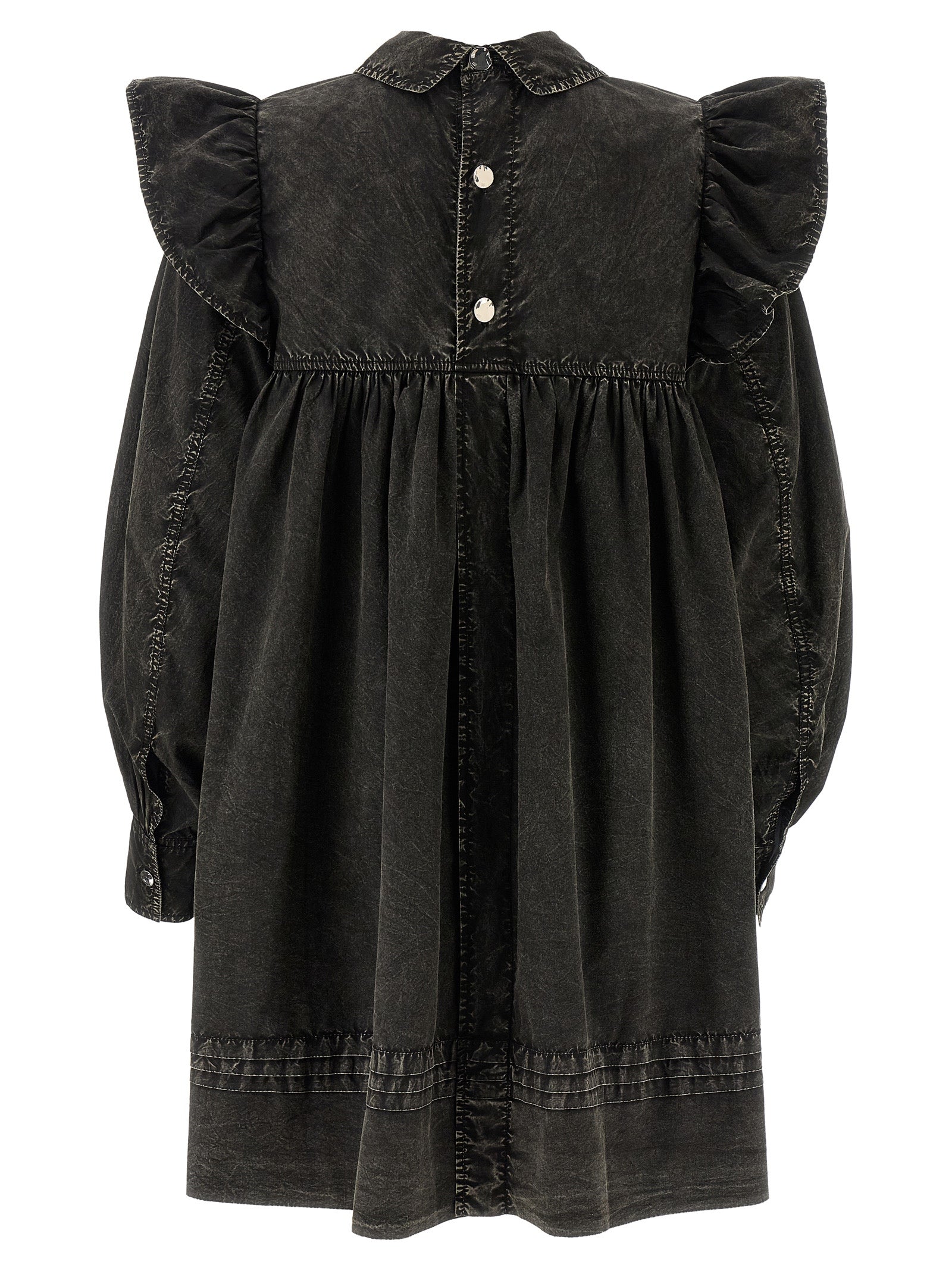 Black Organic Cotton Mini Shirt Dress