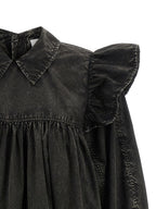 Black Organic Cotton Mini Shirt Dress