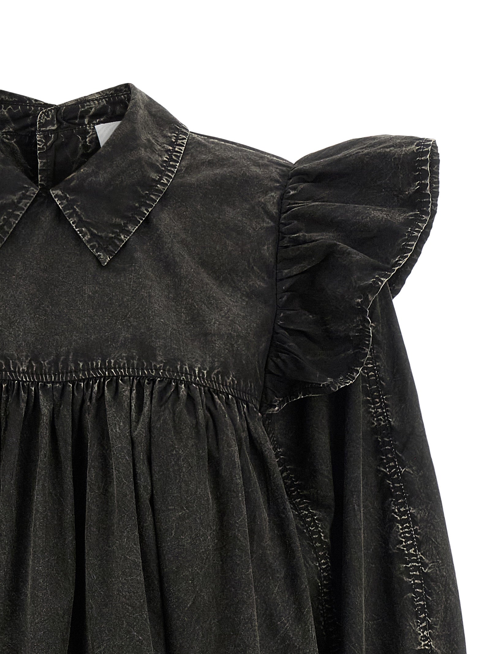 Black Organic Cotton Mini Shirt Dress