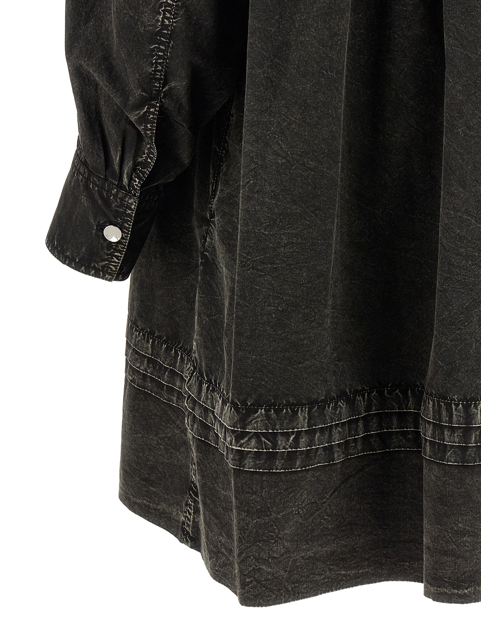 Black Organic Cotton Mini Shirt Dress