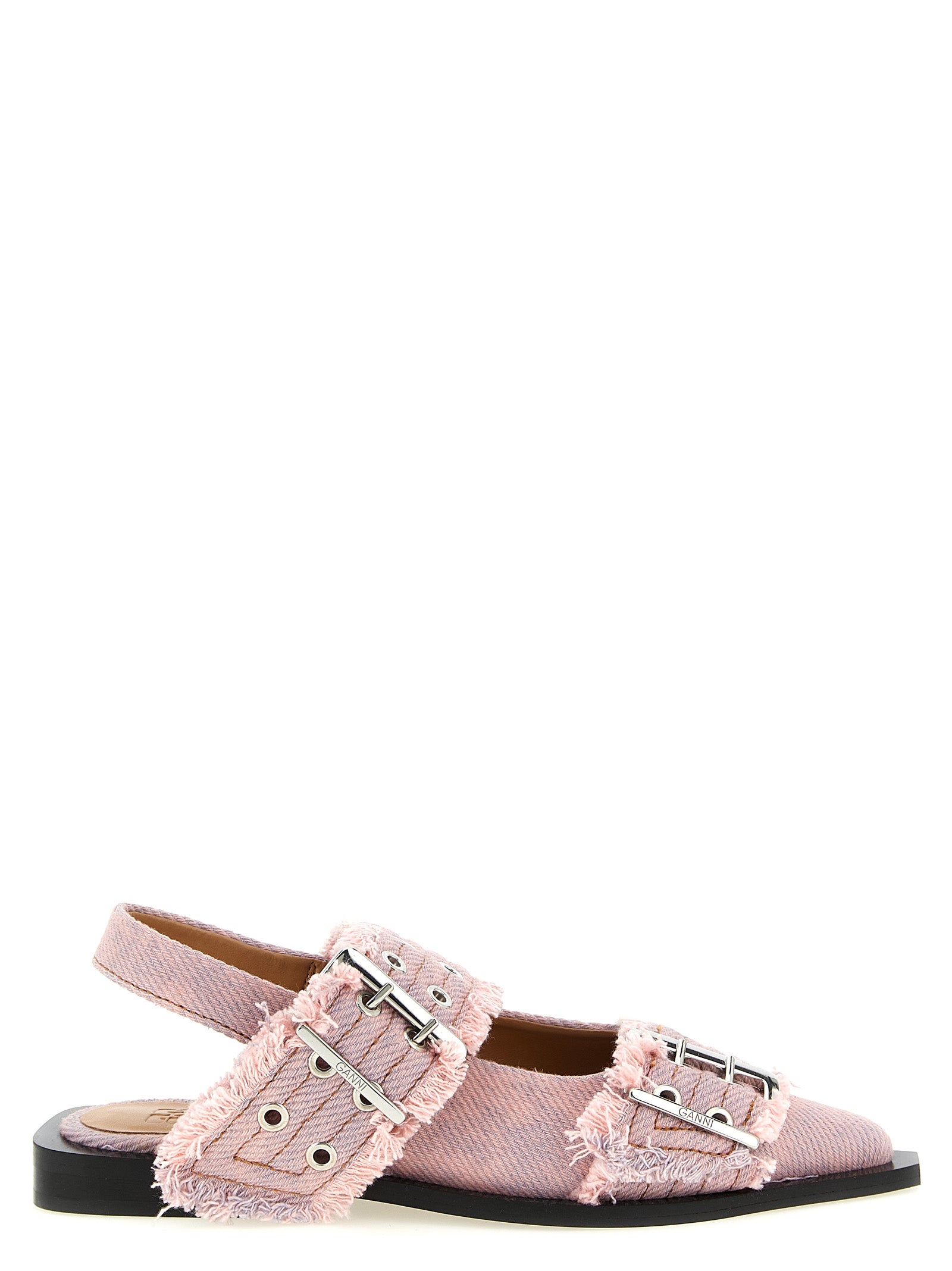 Organic Cotton Fringed Buckle Ballet Flats