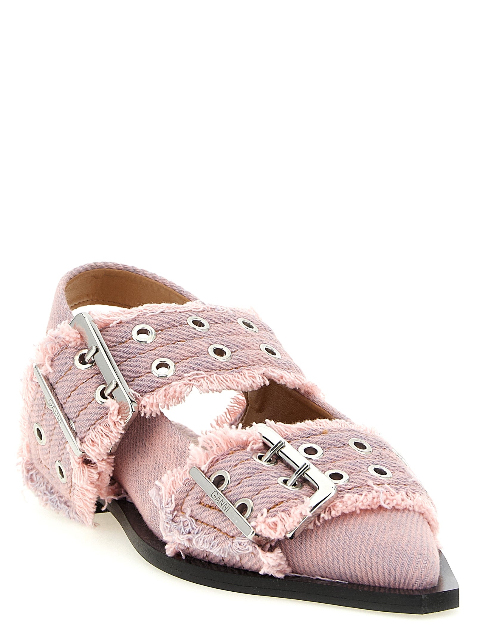 Organic Cotton Fringed Buckle Ballet Flats