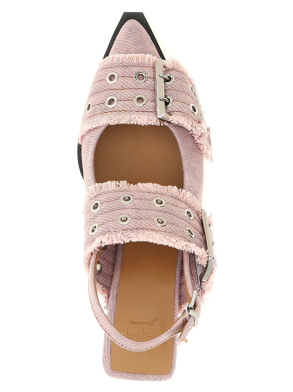 Organic Cotton Fringed Buckle Slingback Heels