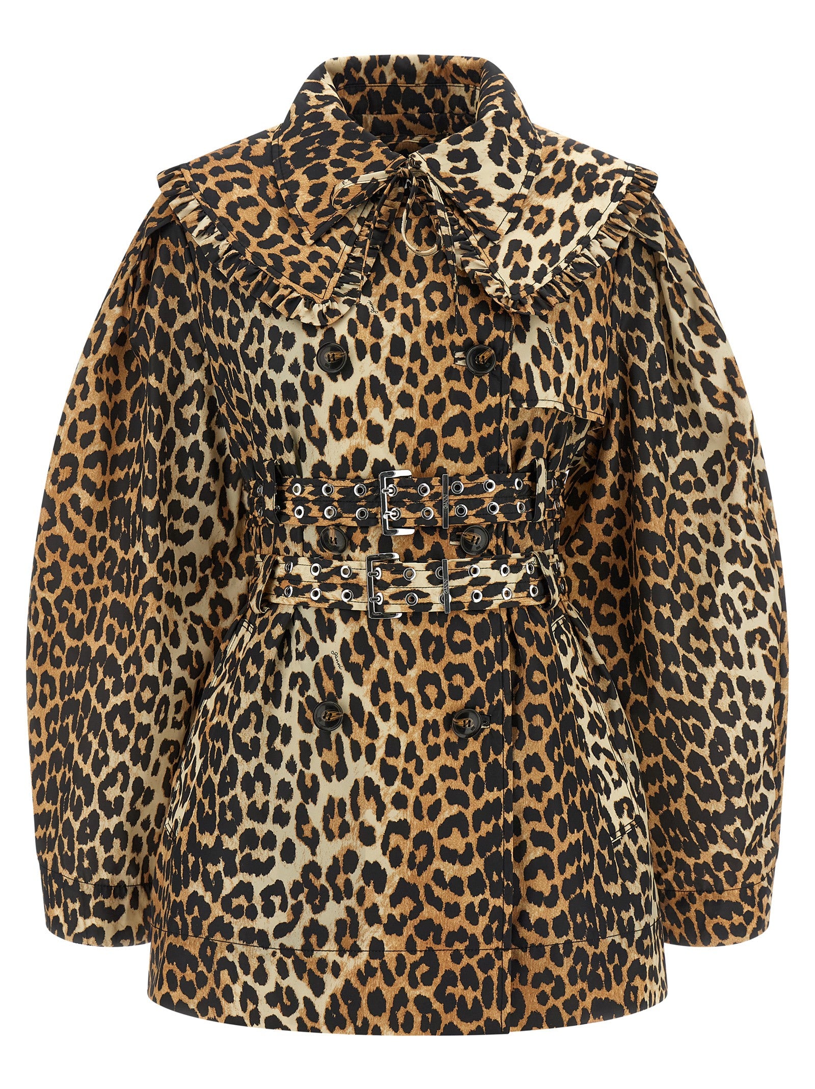 Leopard Duchesse Nylon Trench Coat