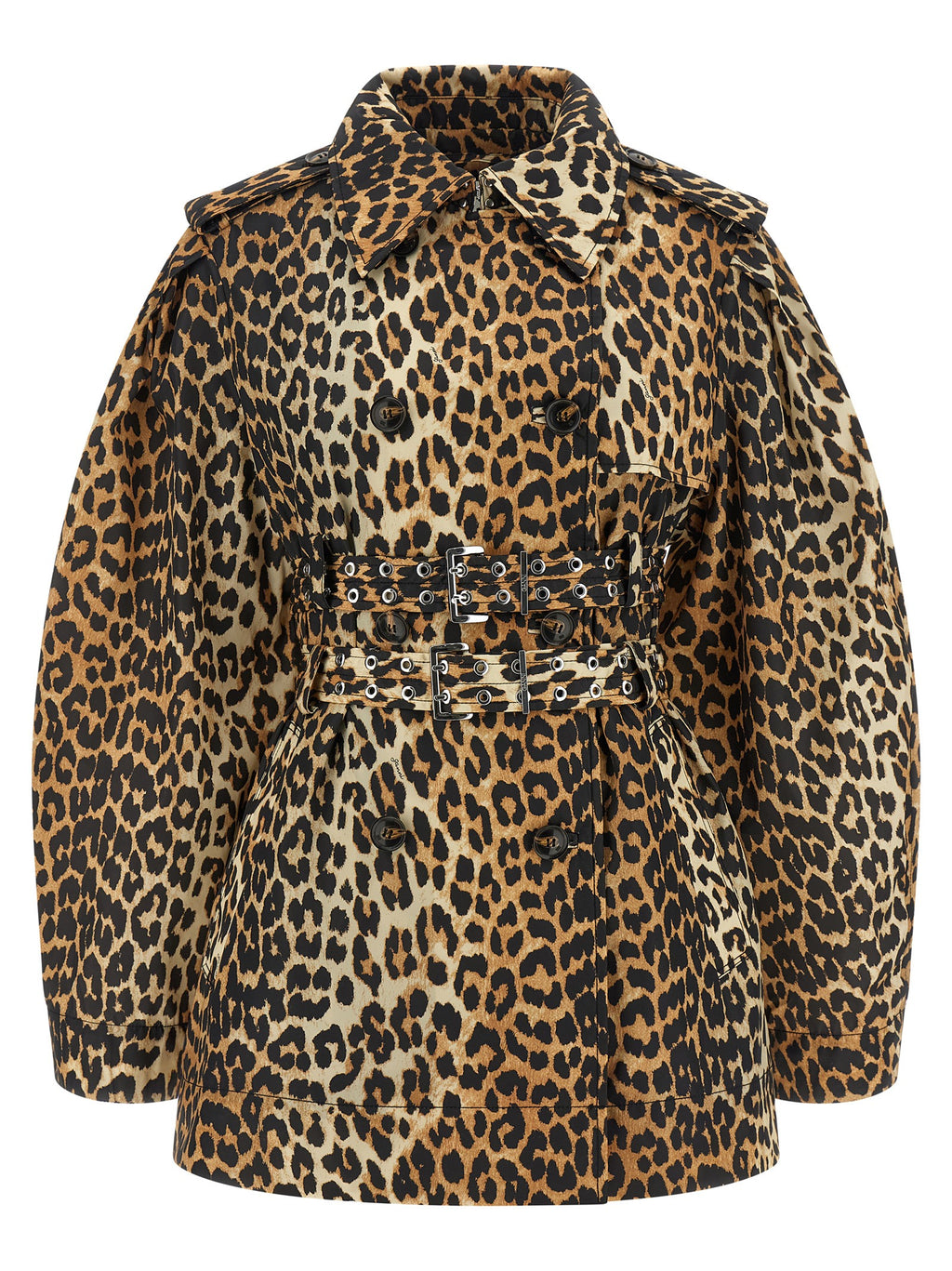 Leopard Duchesse Nylon Trench Coat