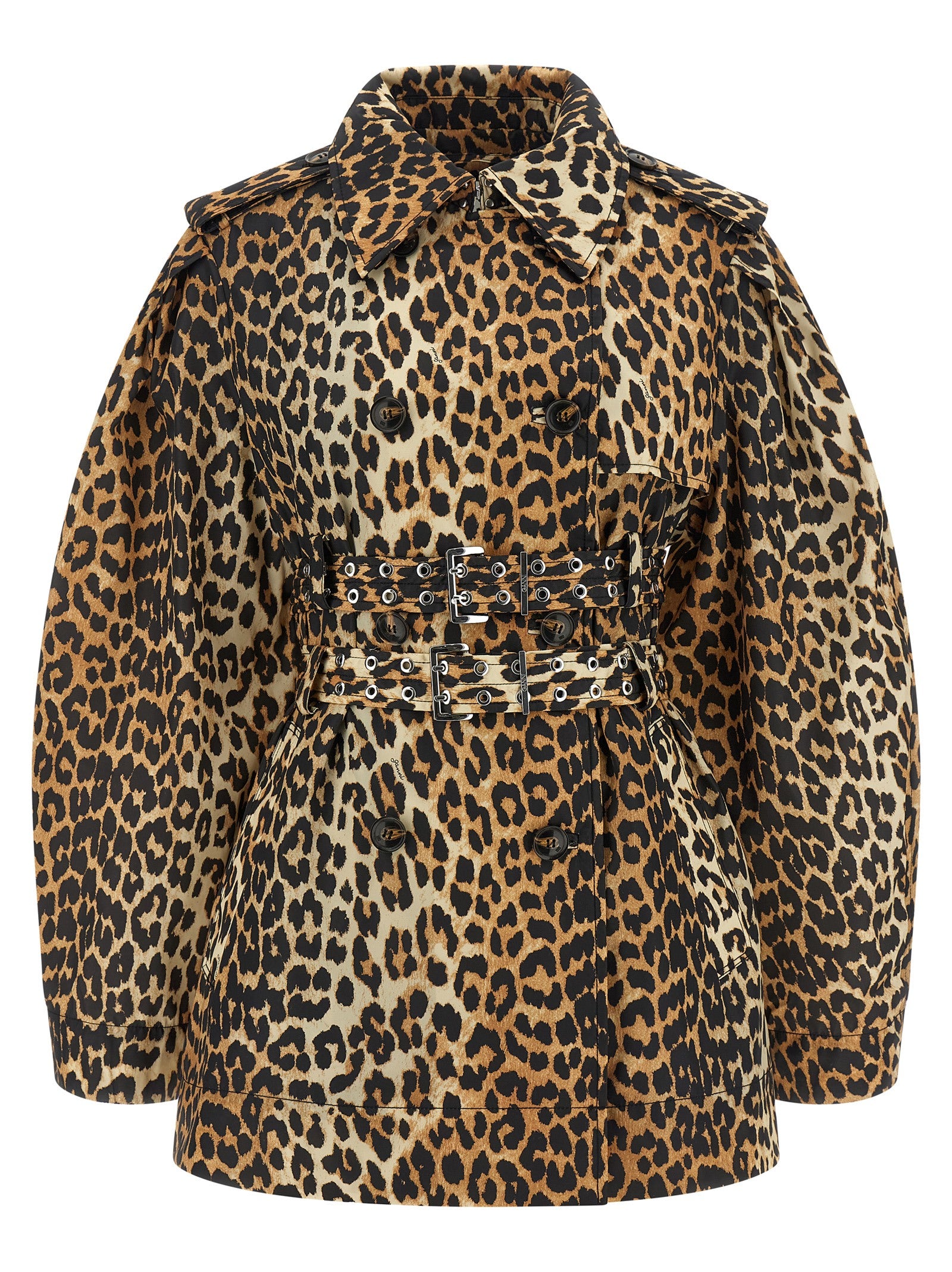 Leopard Duchesse Nylon Trench Coat