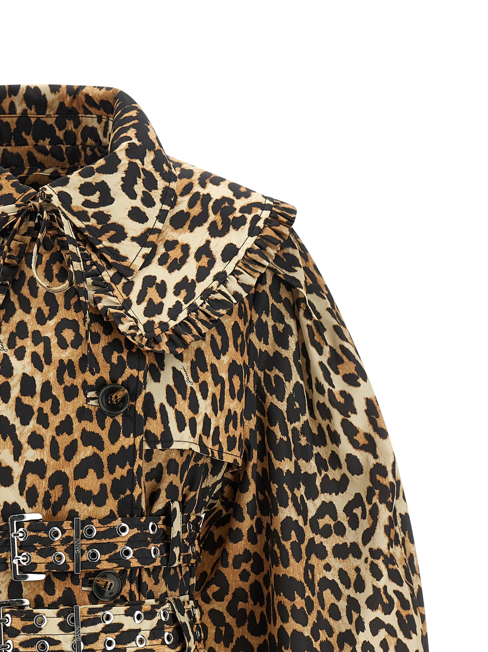 Leopard Duchesse Nylon Trench Coat