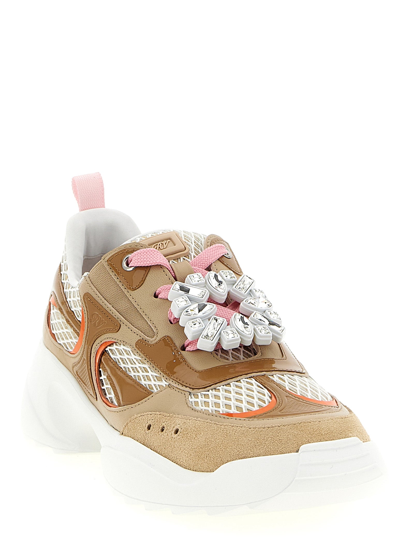 Beige Calfskin “Viv on the Run” Sneakers