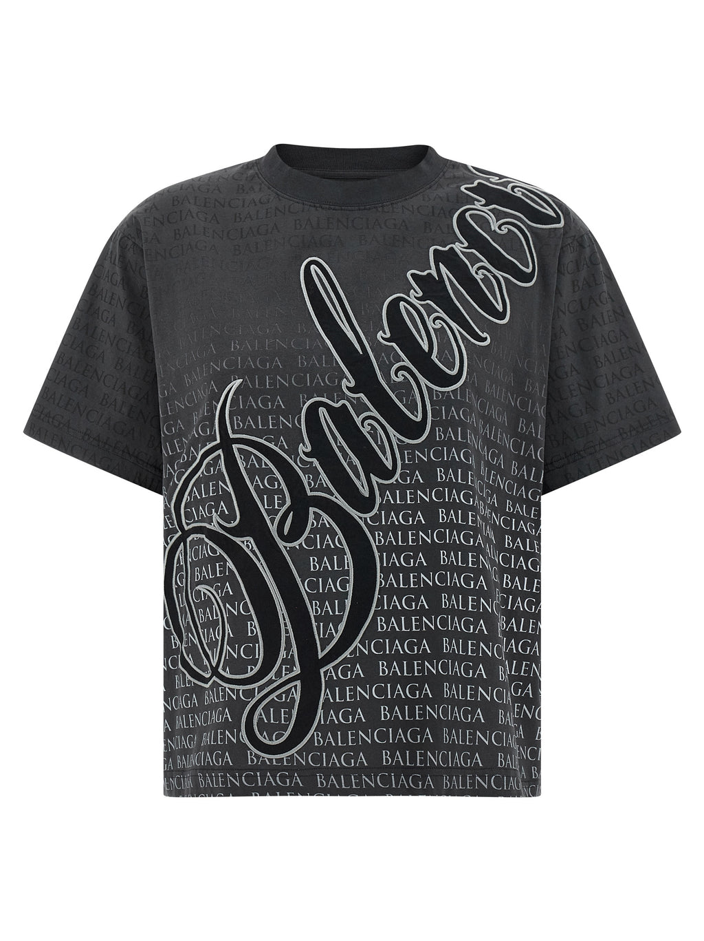 Gradient Logo Cursive Embroidered Cotton T-Shirt
