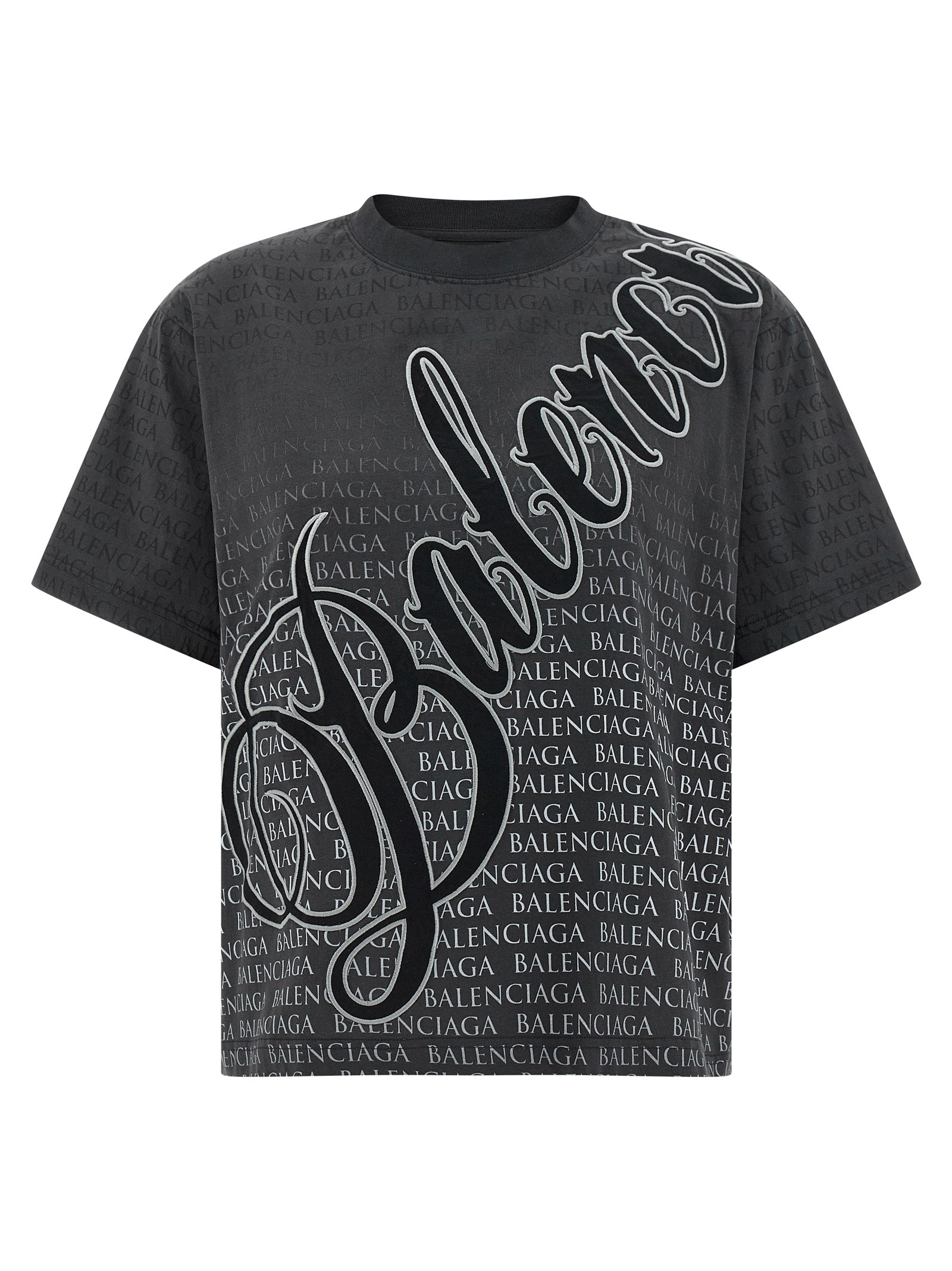 Gradient Logo Cursive Embroidered Cotton T-Shirt