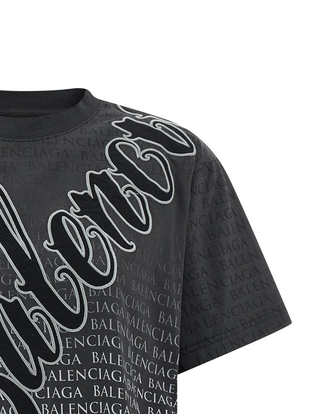 Gradient Logo Cursive Embroidered Cotton T-Shirt