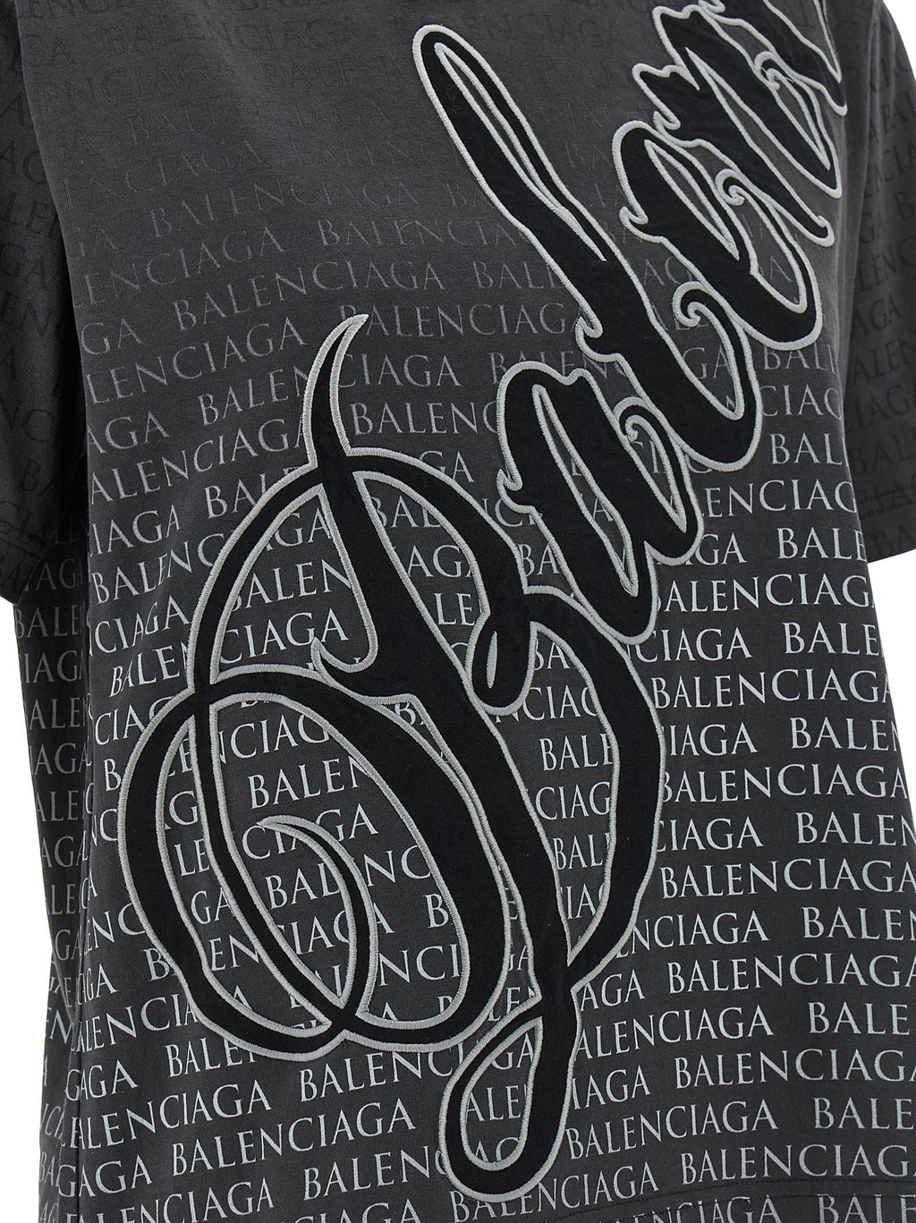 Gradient Logo Cursive Embroidered Cotton T-Shirt