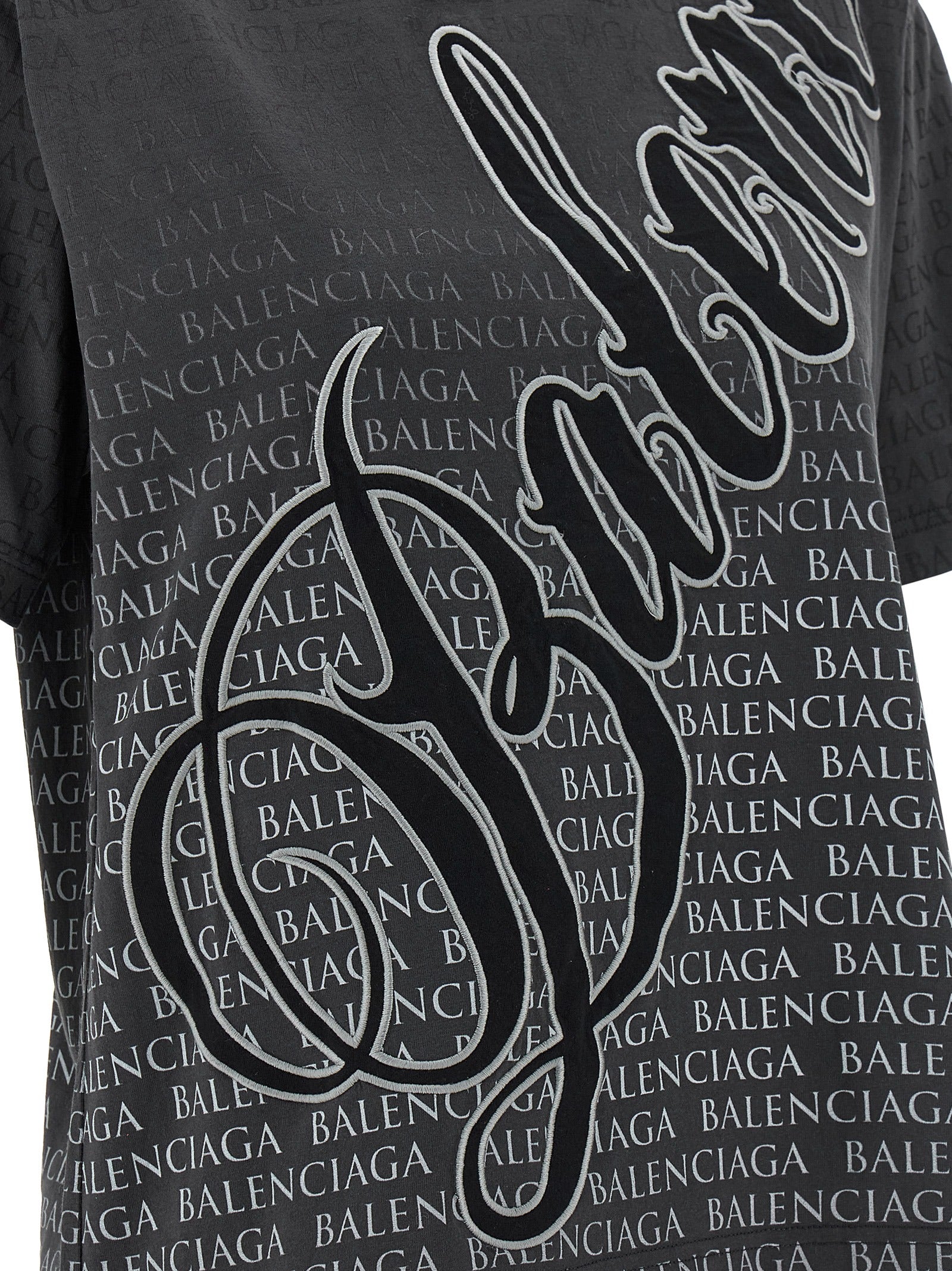 Gradient Logo Cursive Embroidered Cotton T-Shirt