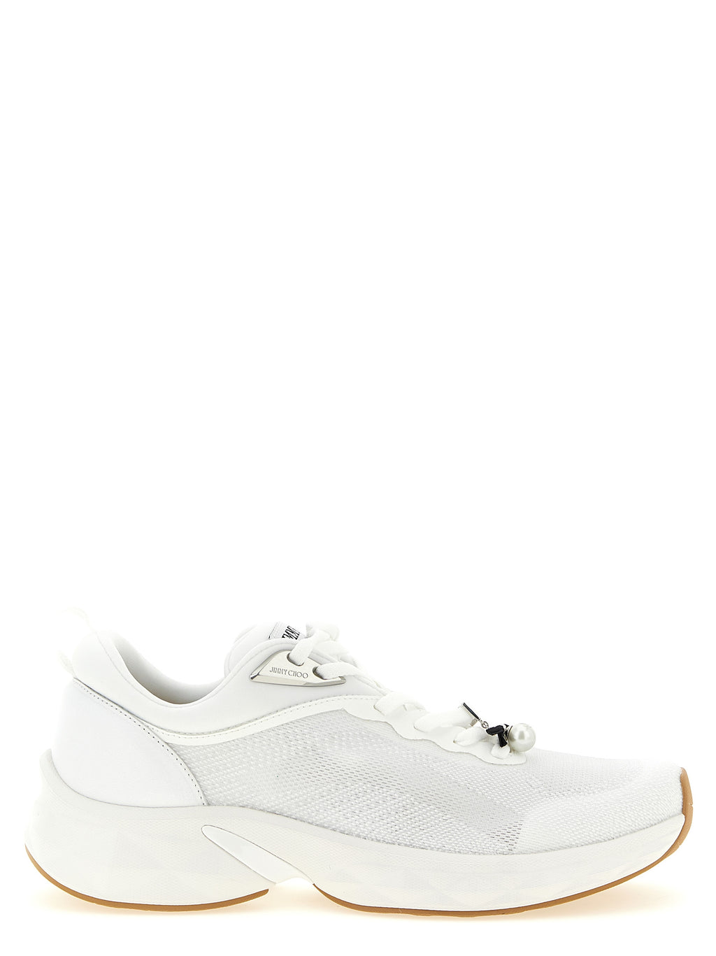 Diamond Run White Tencel Nappa Leather Lycra Athletic Sneakers