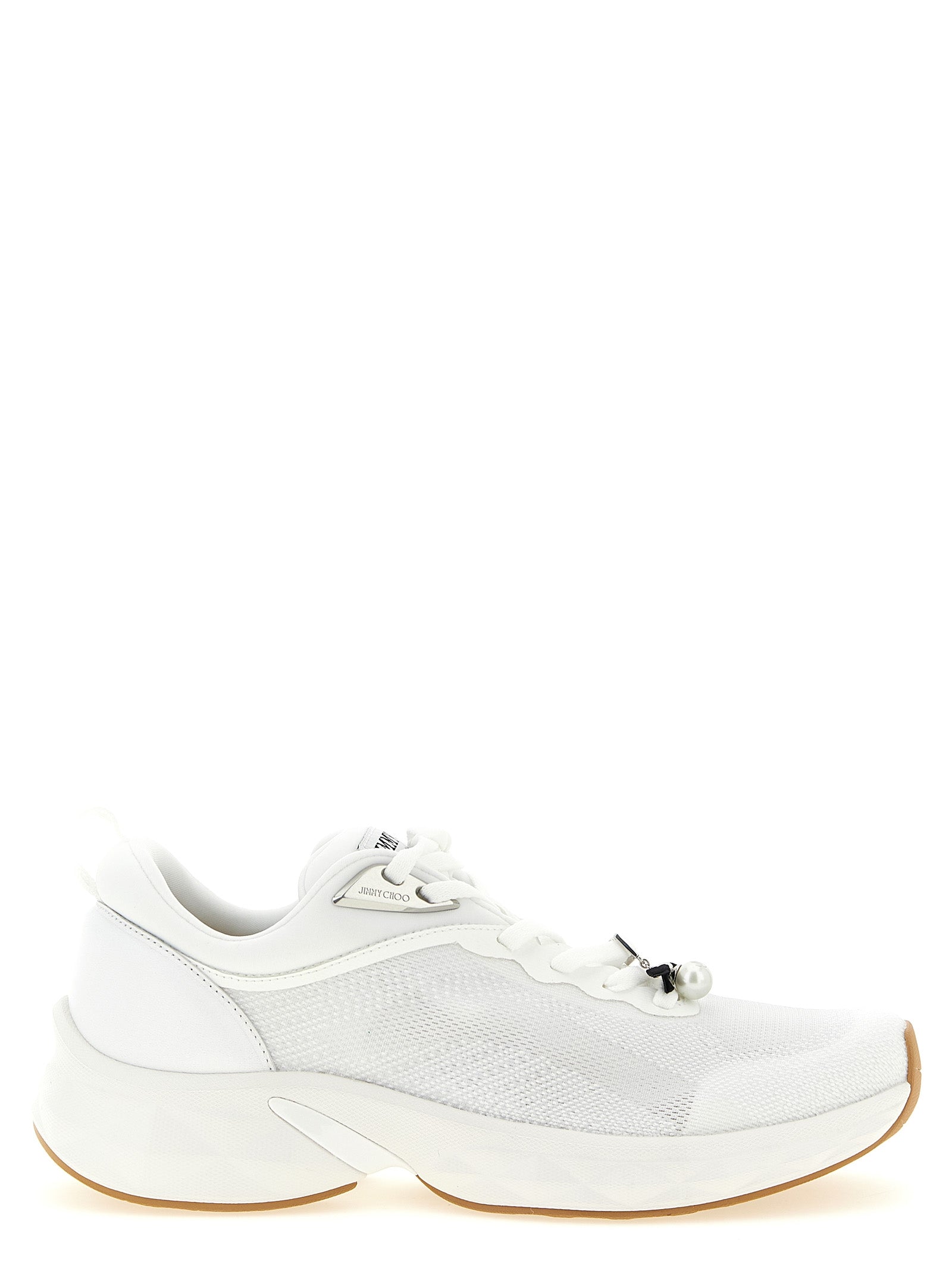 Diamond Run White Tencel Nappa Leather Lycra Athletic Sneakers