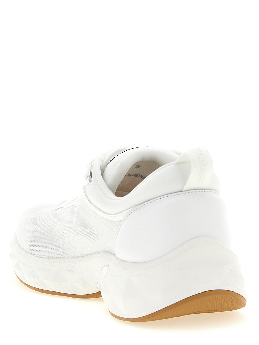Diamond Run White Tencel Nappa Leather Lycra Athletic Sneakers