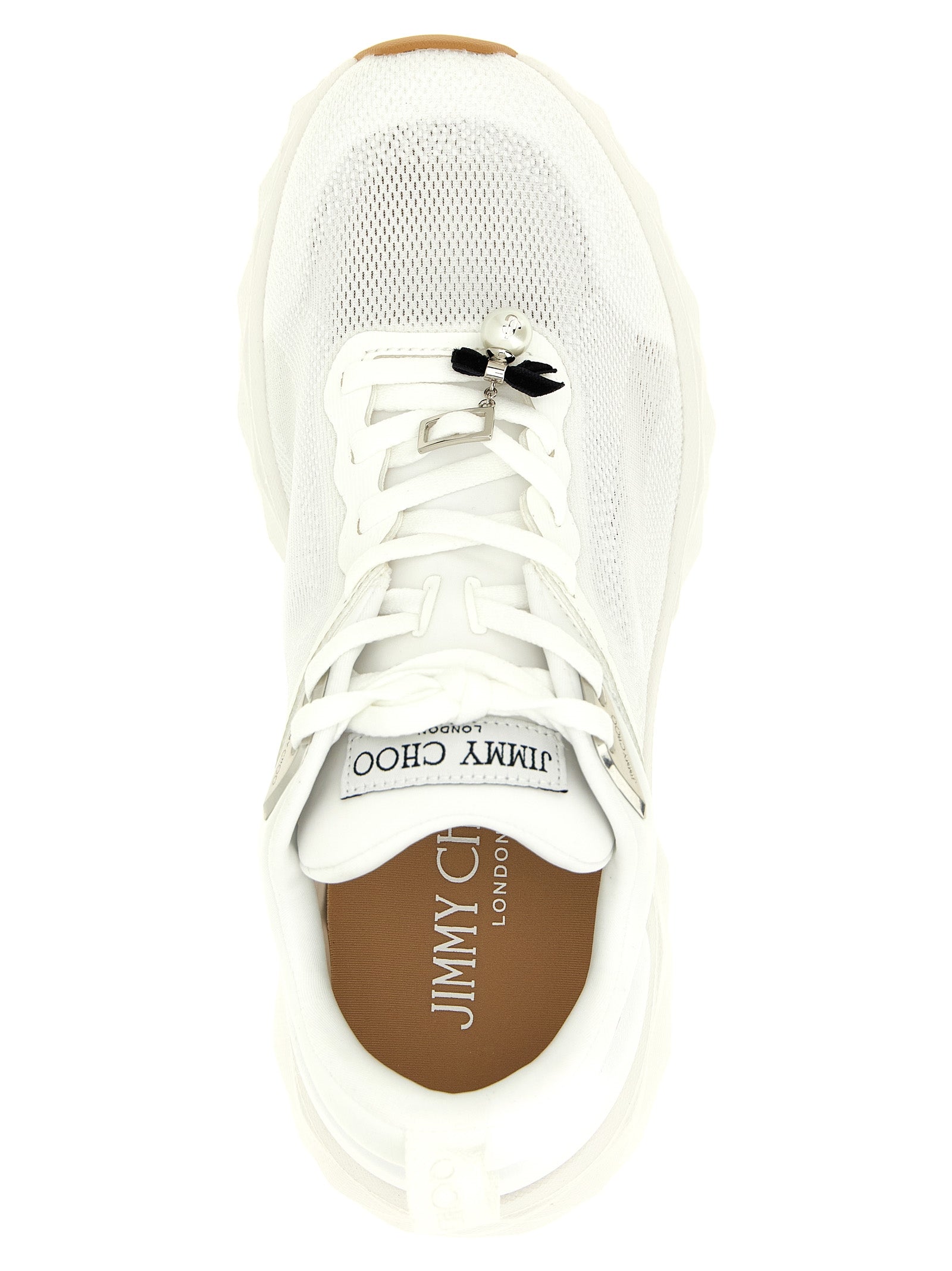 Diamond Run White Tencel Nappa Leather Lycra Athletic Sneakers
