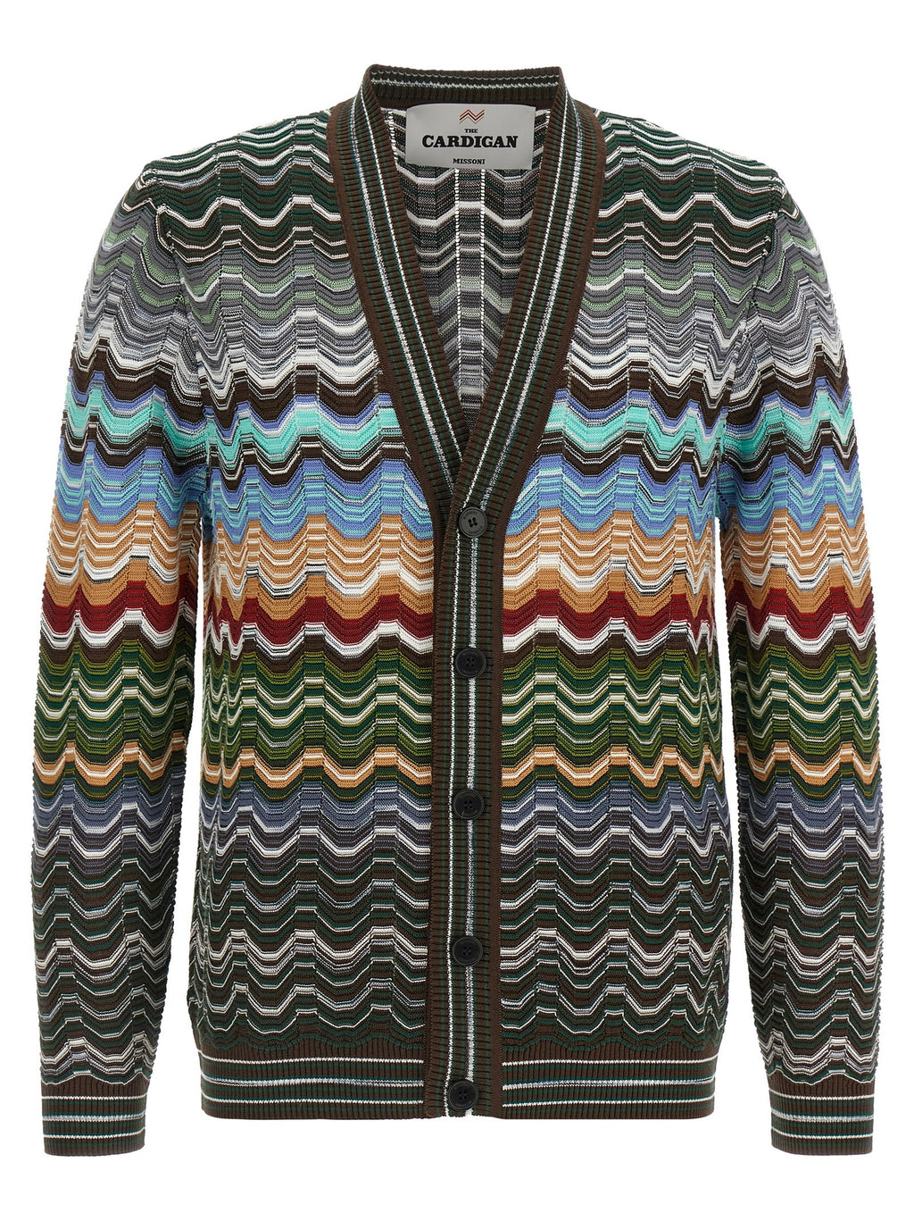 Multicolor Chevron Cotton Viscose Cardigan