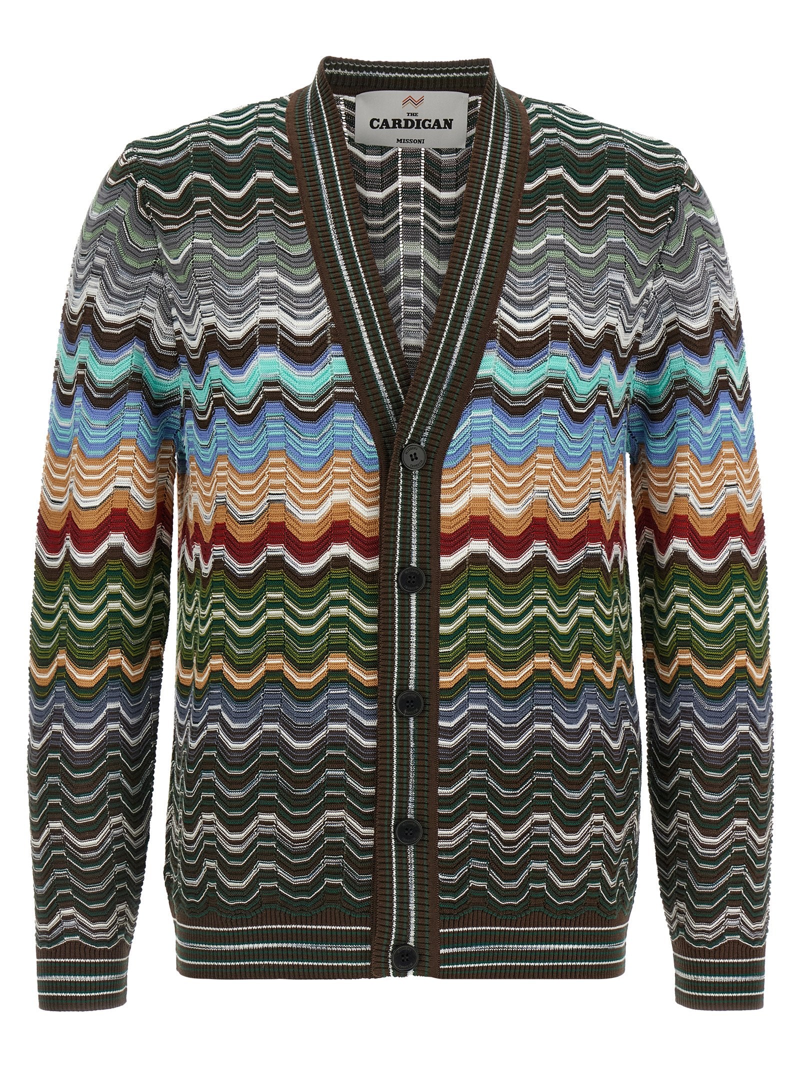 Multicolor Chevron Cotton Viscose Cardigan