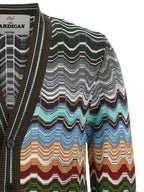 Multicolor Chevron Cotton Viscose Cardigan