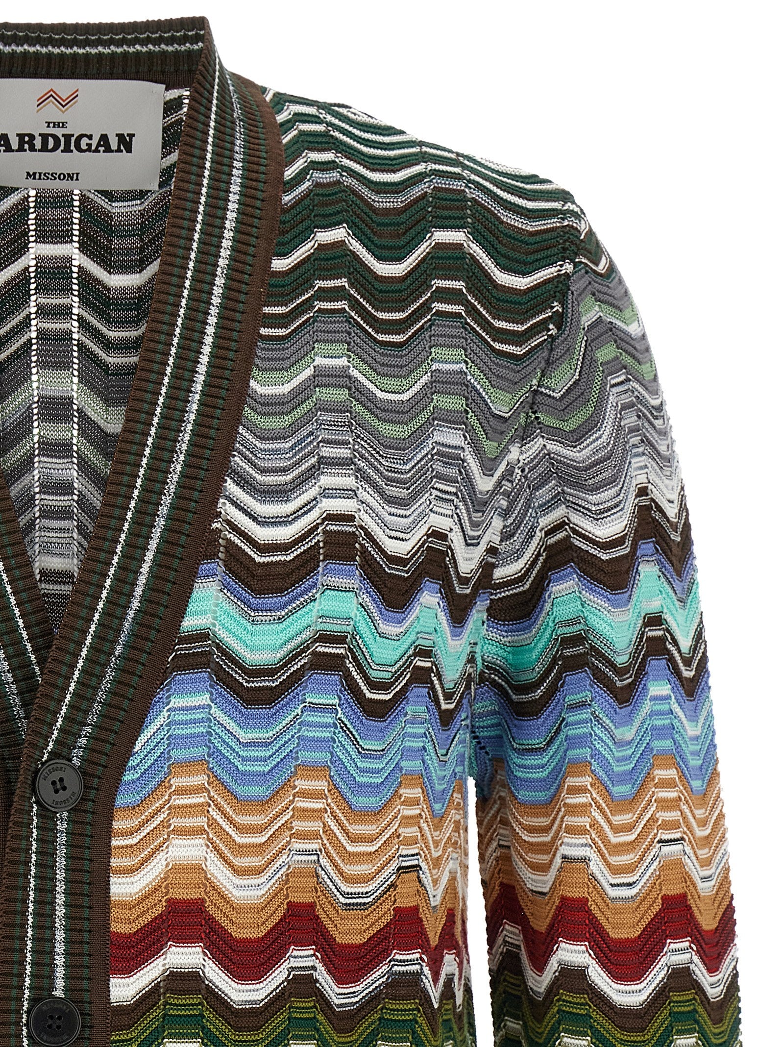 Multicolor Chevron Cotton Viscose Cardigan