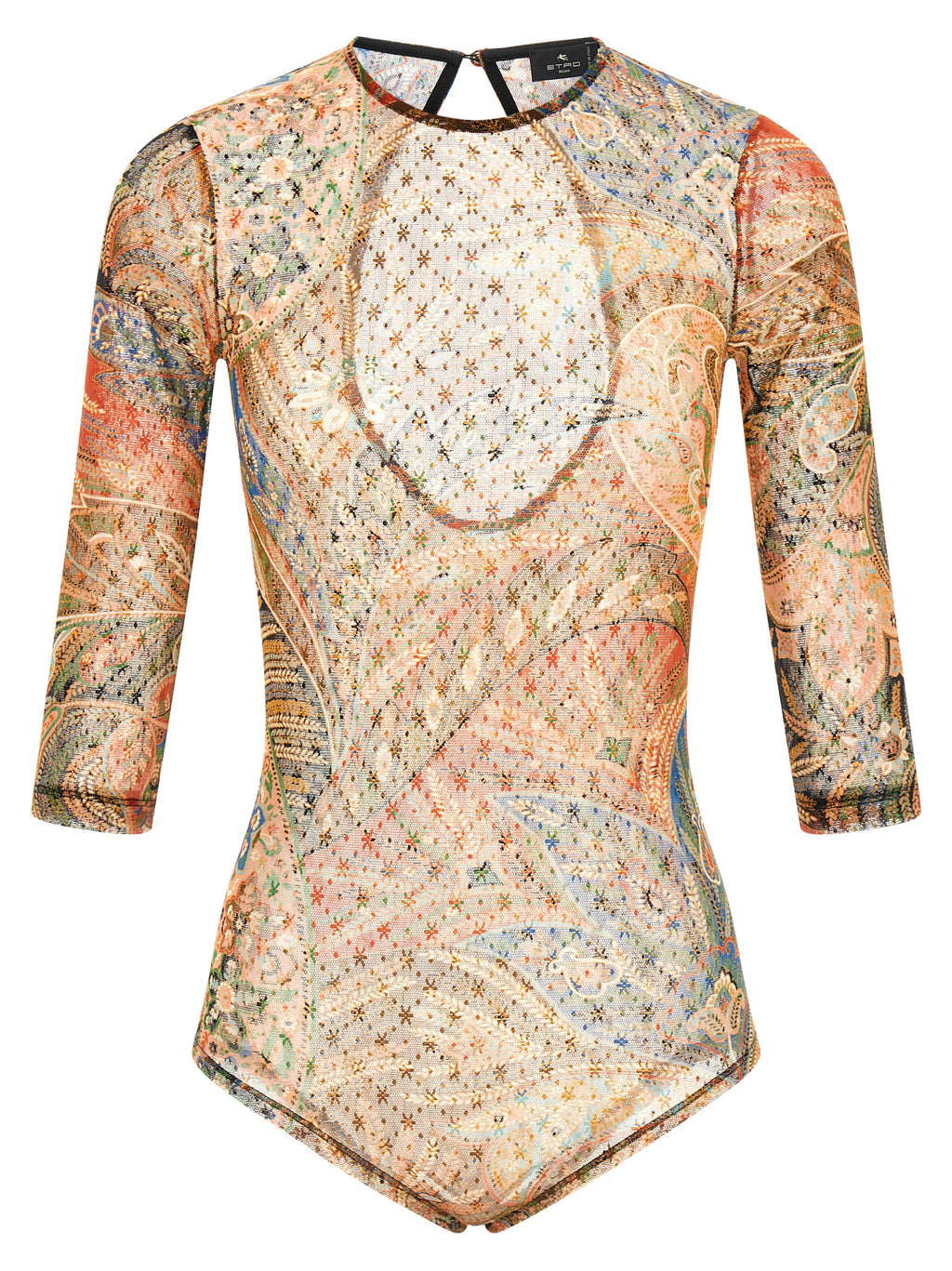 Multicolor Paisley Floral Tulle Bodysuit