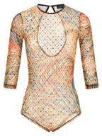 Multicolor Paisley Floral Tulle Bodysuit