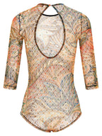 Multicolor Paisley Floral Tulle Bodysuit