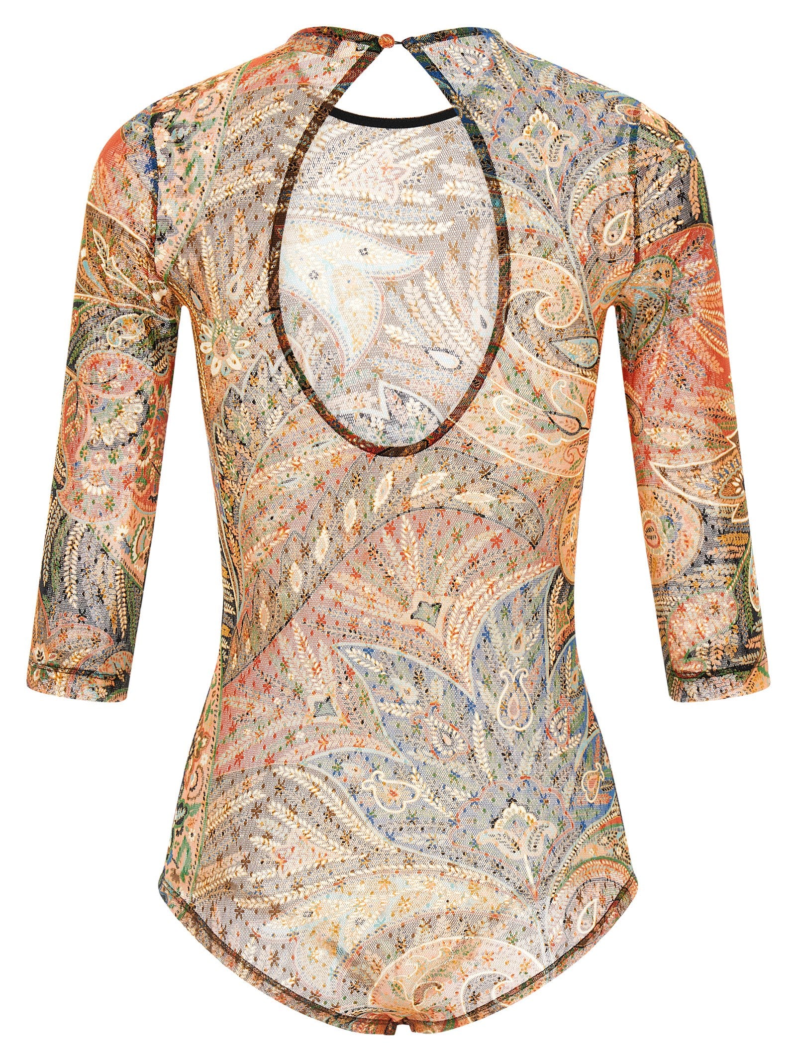 Multicolor Paisley Floral Tulle Bodysuit